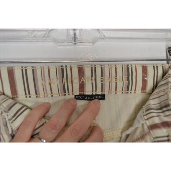 American Eagle Women's 10 Stretch High Waisted Striped Skinny Ankle Jeans - Picture 9 of 12